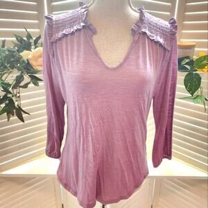 BEACON NWOT APPAREL SMOCKED SHOULDER PURPLE BLOUSE MULTIPLE SIZES